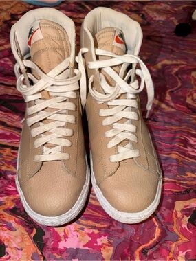Nike Beige/Tan High-Top Sneakers with White Laces